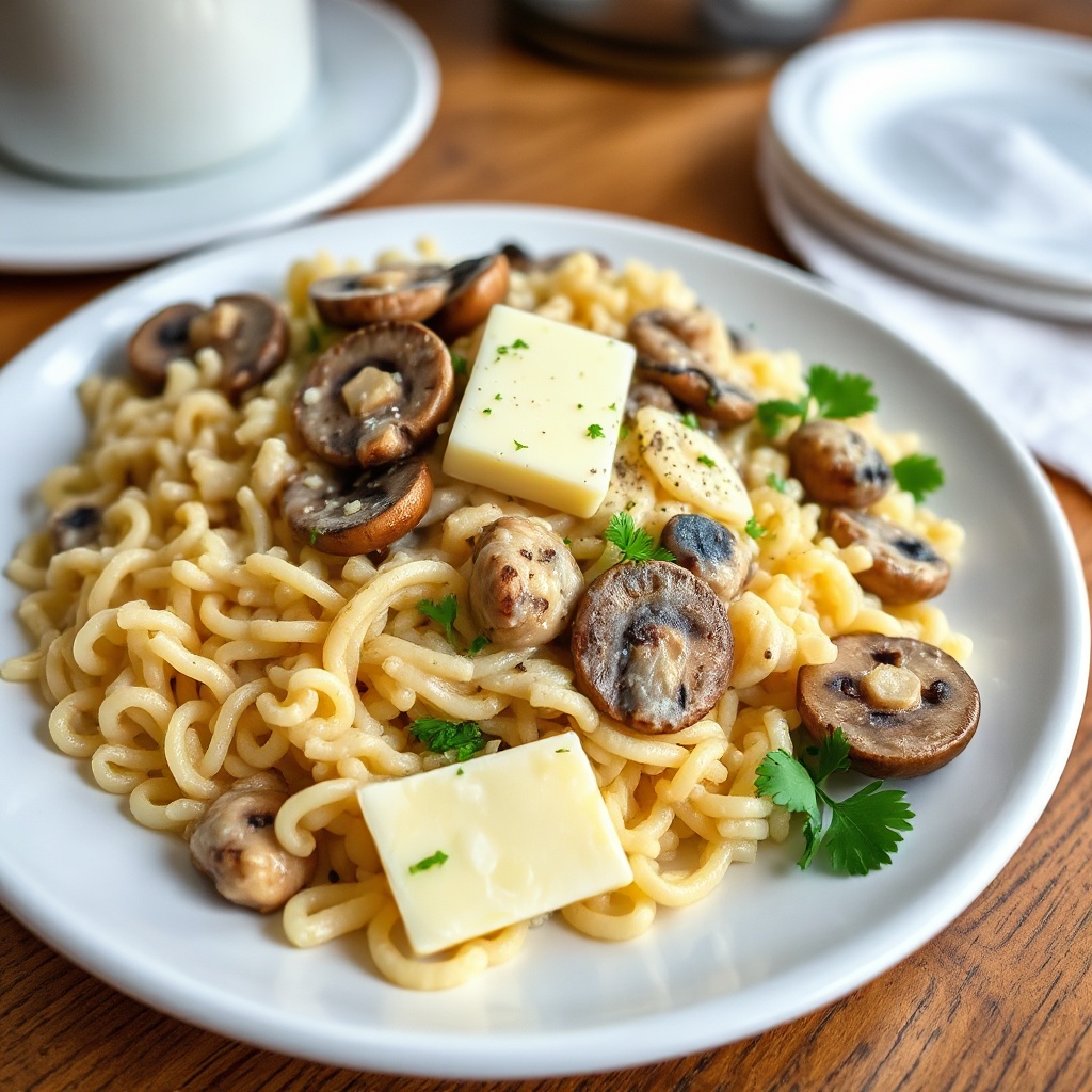 Delizia di Orzo Cremoso ai Funghi e Formaggio Svizzero