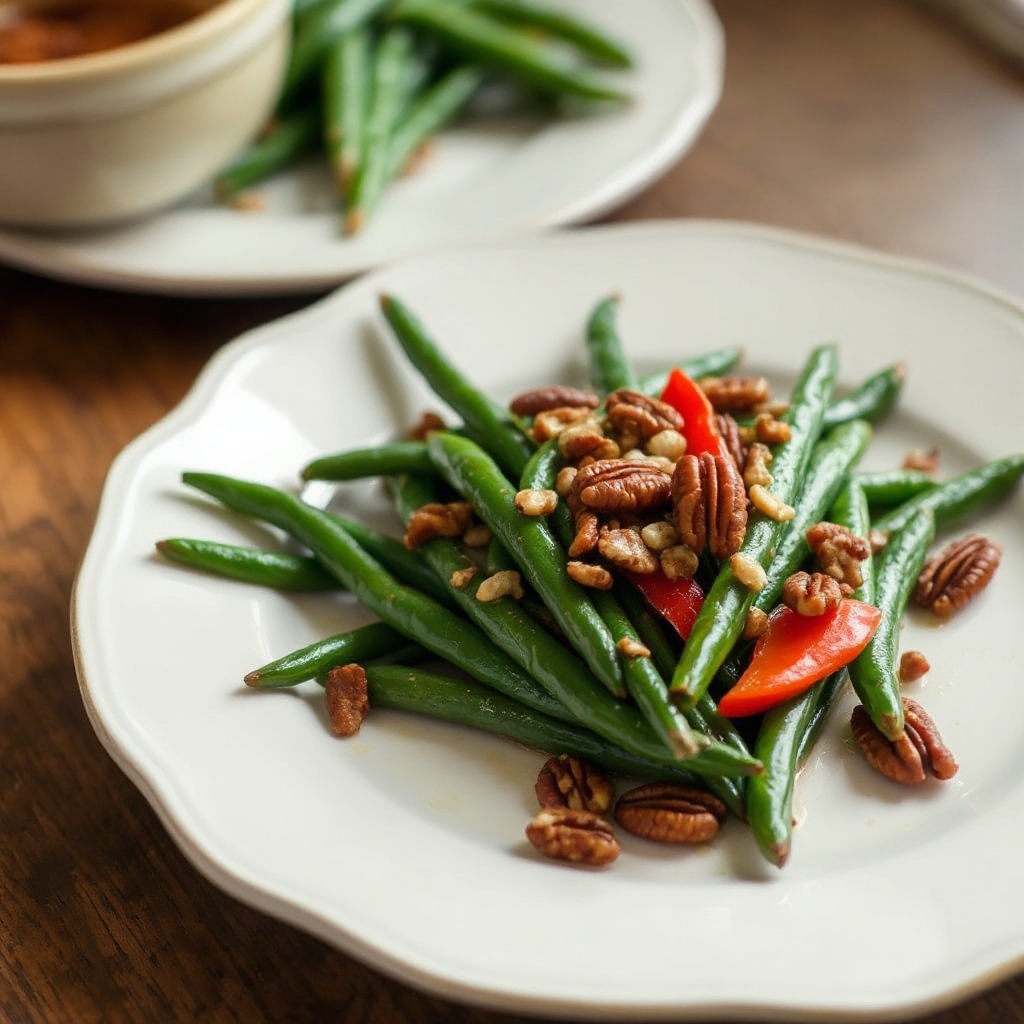 Sautéed Green Beans with Red Pepper and Toasted Pecans