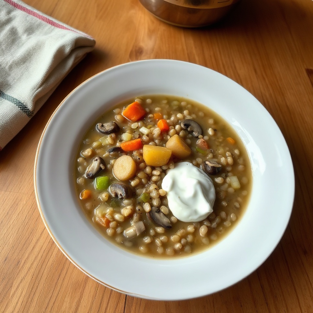 Zuppa di Orzo e Funghi Polacca