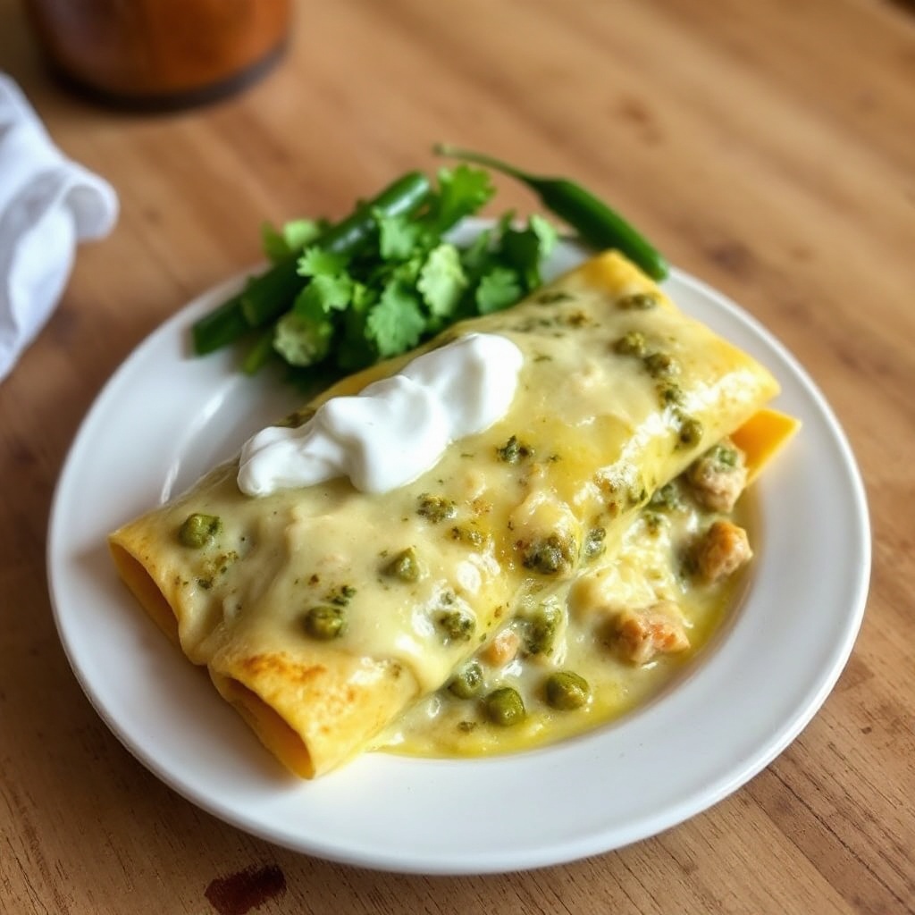 Cremige grüne Hähnchen-Enchiladas
