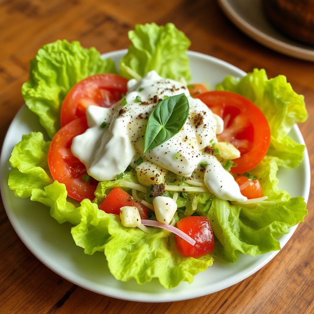 Insalata di Lattuga Croccante con Condimento Aromatico