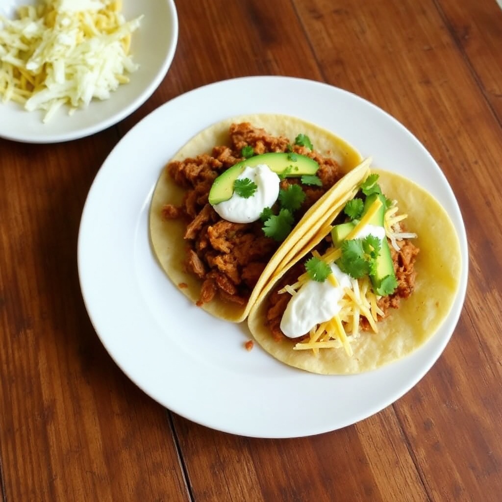 Slow Cooker Pulled Pork Tacos mit Avocado und Koriander