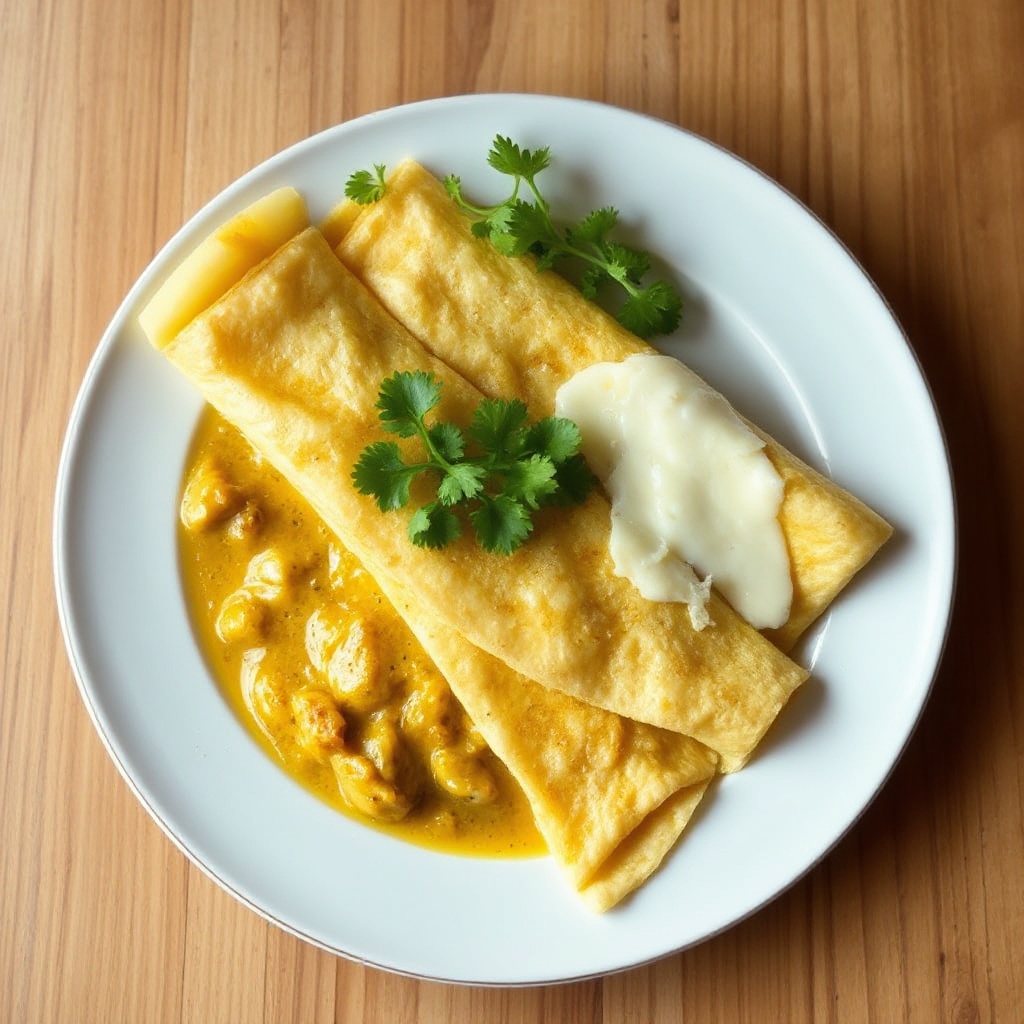 Savory Chicken Curry Crepes