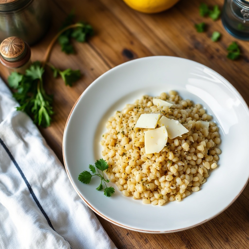 Würziger Zitronen-Gerstenbrei mit Parmesan und Kräutern