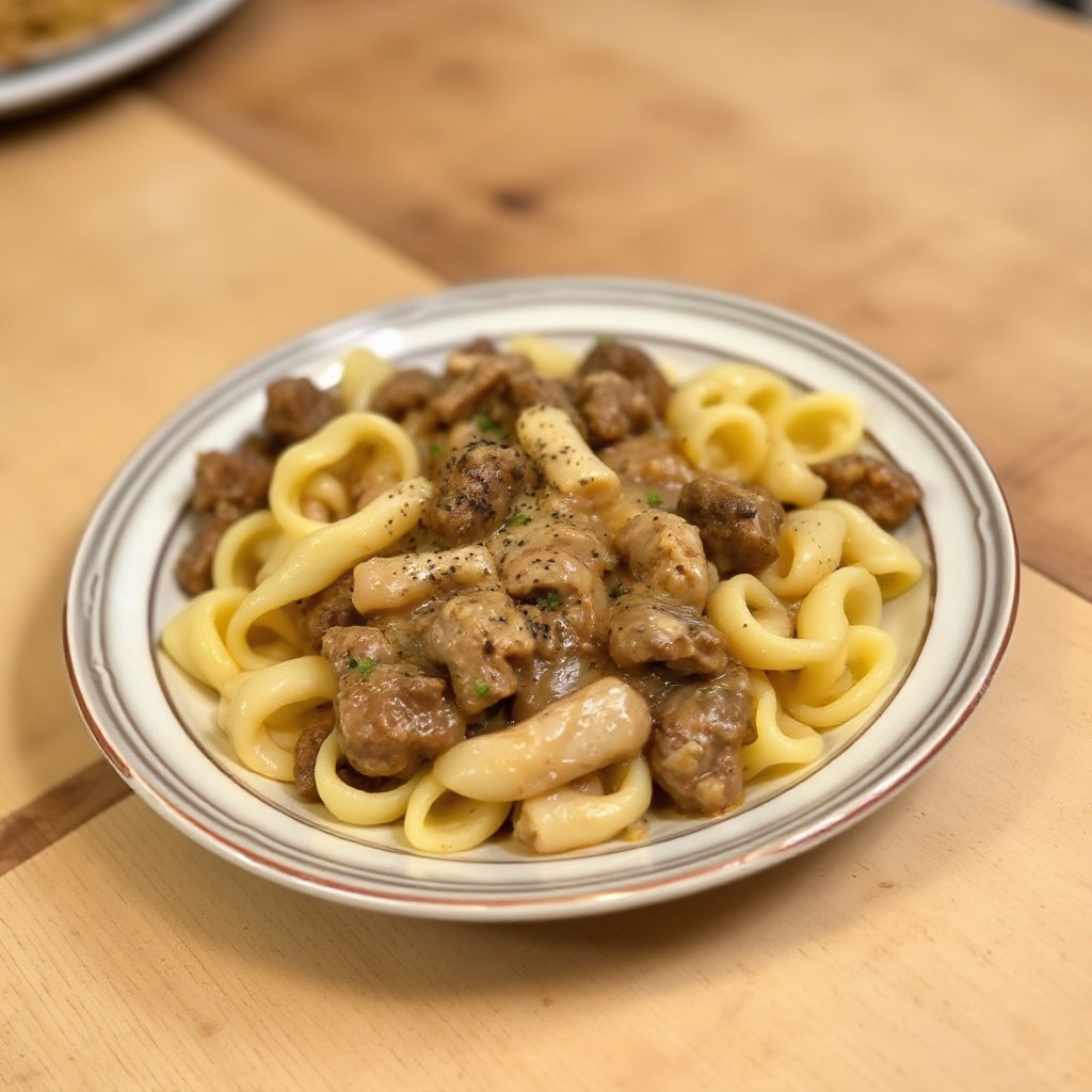 Manzo ai Funghi Salati con Tagliatelle