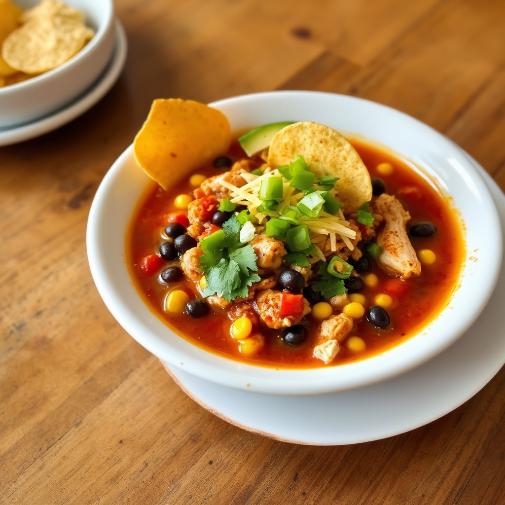 Gewürzte Hühner-Tortilla-Suppe
