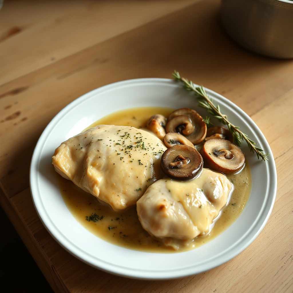 Pollo Cremoso alle Erbe con Salsa ai Funghi