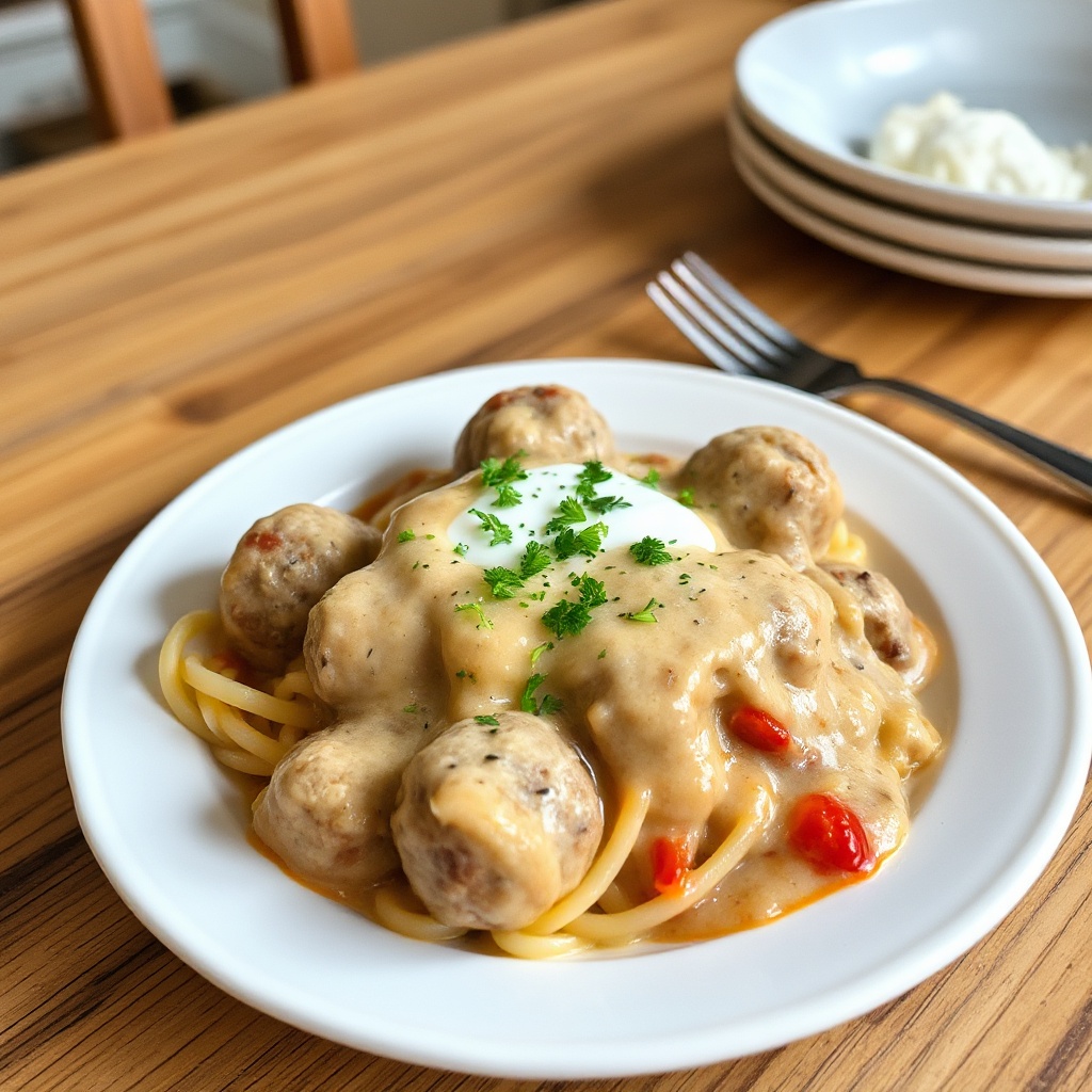 Cremige Stroganoff-Fleischbällchen
