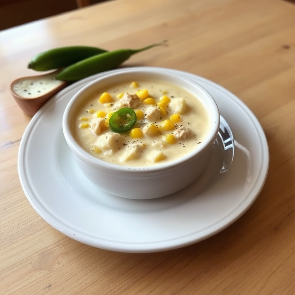 Cremige Hühner- und Mais-Chowder mit einem Kick