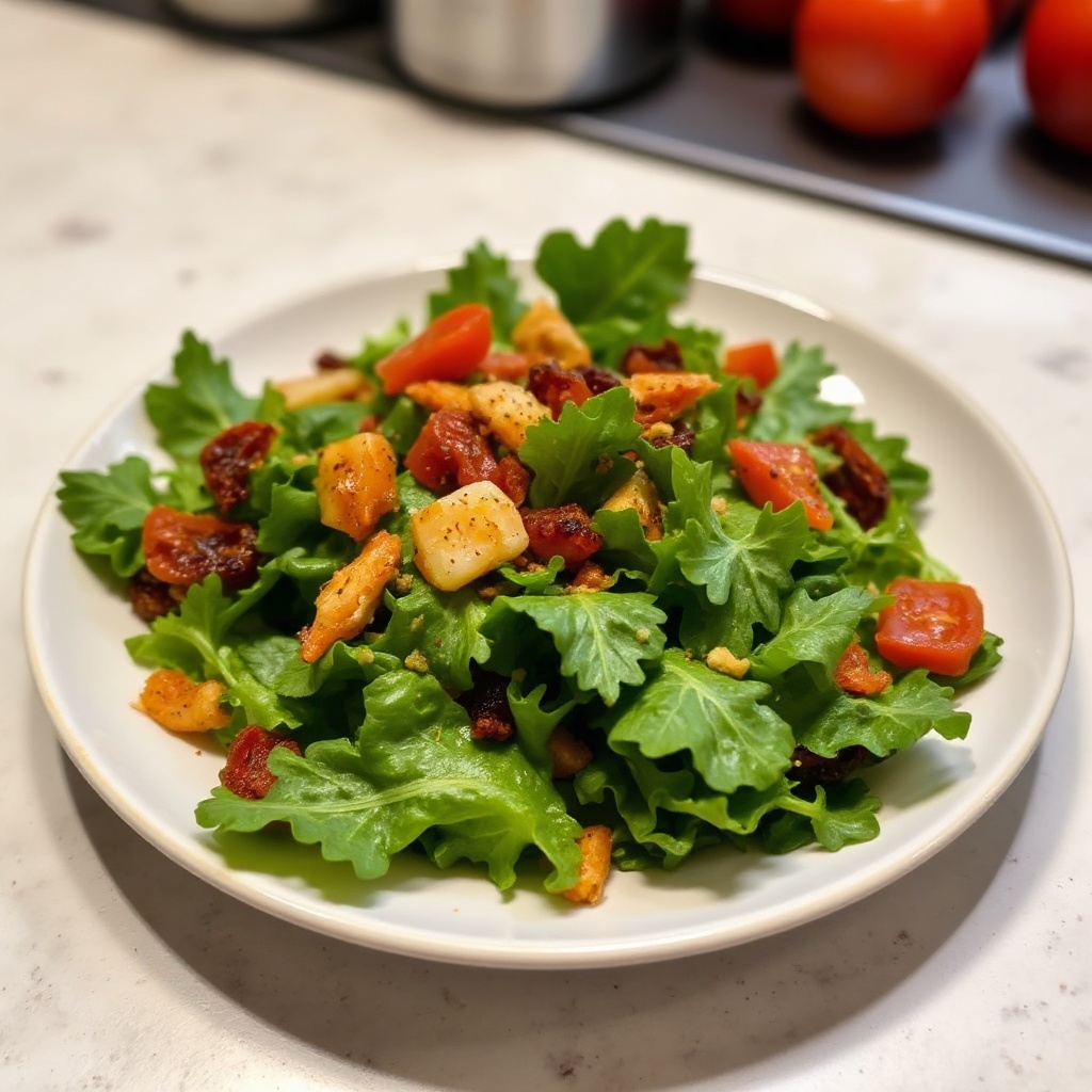 Frische Blätter mit würzigem Tomaten-Ingwer-Dressing