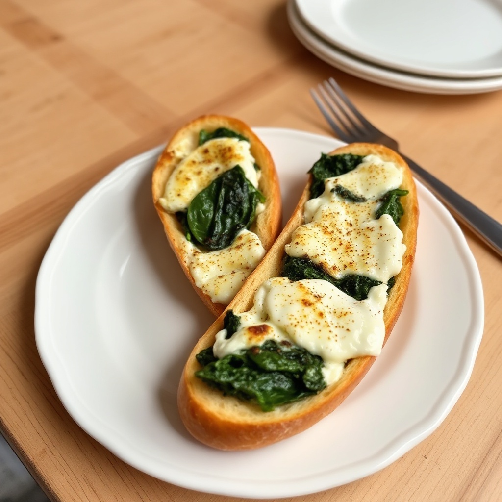Spinat und Käse Knoblauchbrot