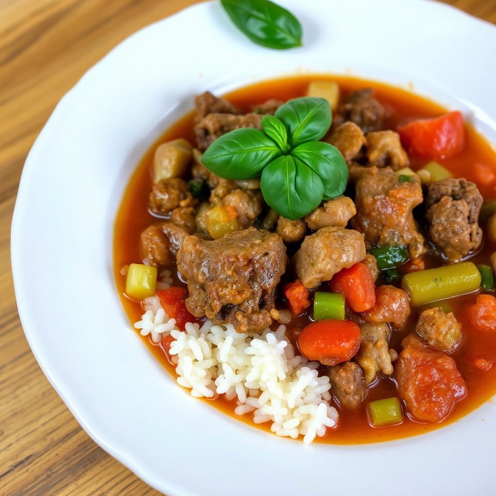 Herzhafte grüne Paprika und Rindfleischsuppe