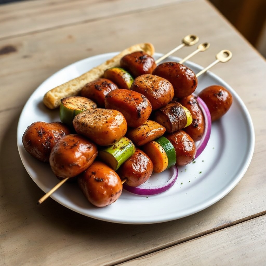 Grilled Sausage and Veggie Skewers