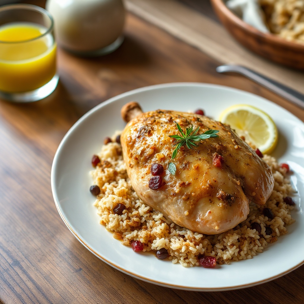 Persisch inspiriertes Hähnchen mit aromatischer Reisfüllung
