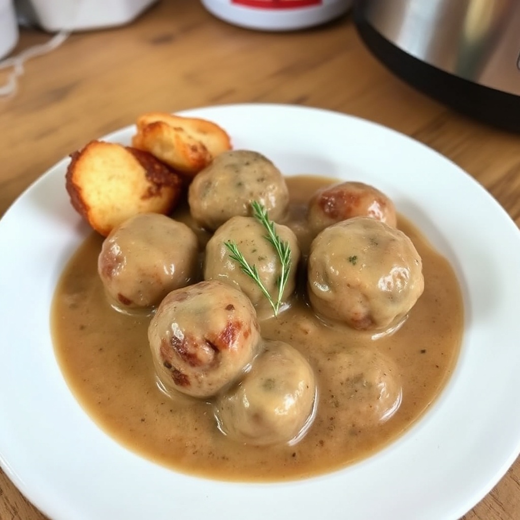 Polpette Salate in Pentola a Cottura Lenta con Salsa alle Erbe