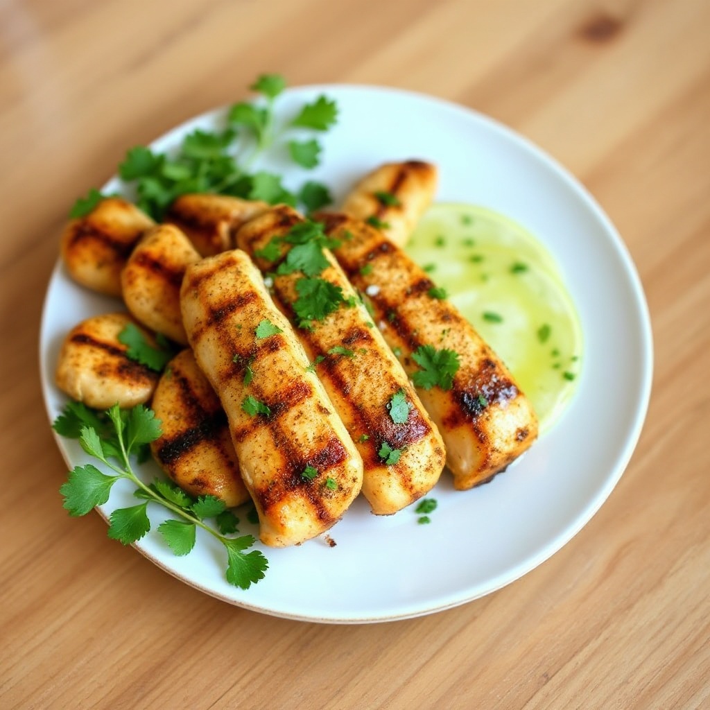Würzige Gegrillte Hähnchenstreifen mit Kräuter-Limetten-Sauce