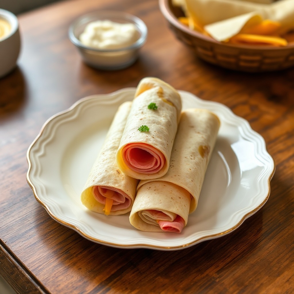 Schinken-Käse Tortilla-Röllchen