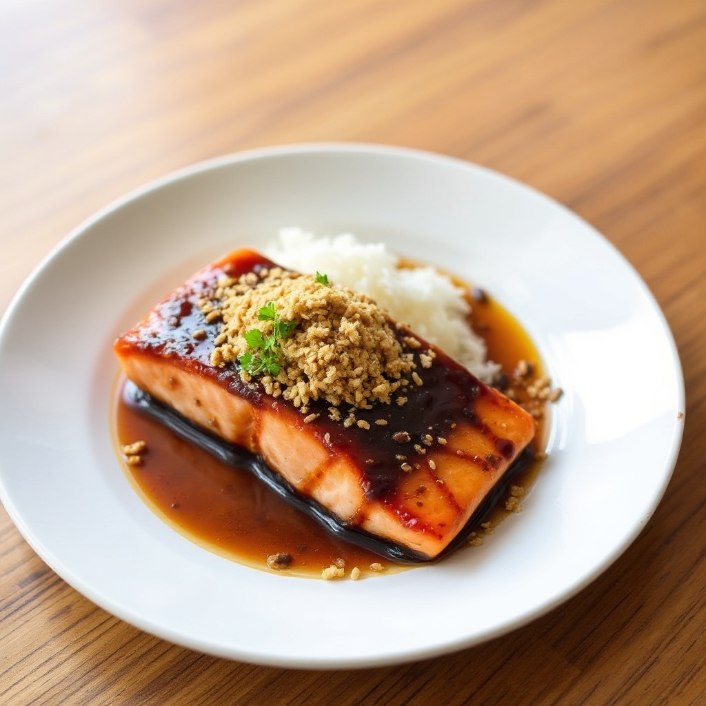 Glazed Miso Salmon with Crunchy Topping