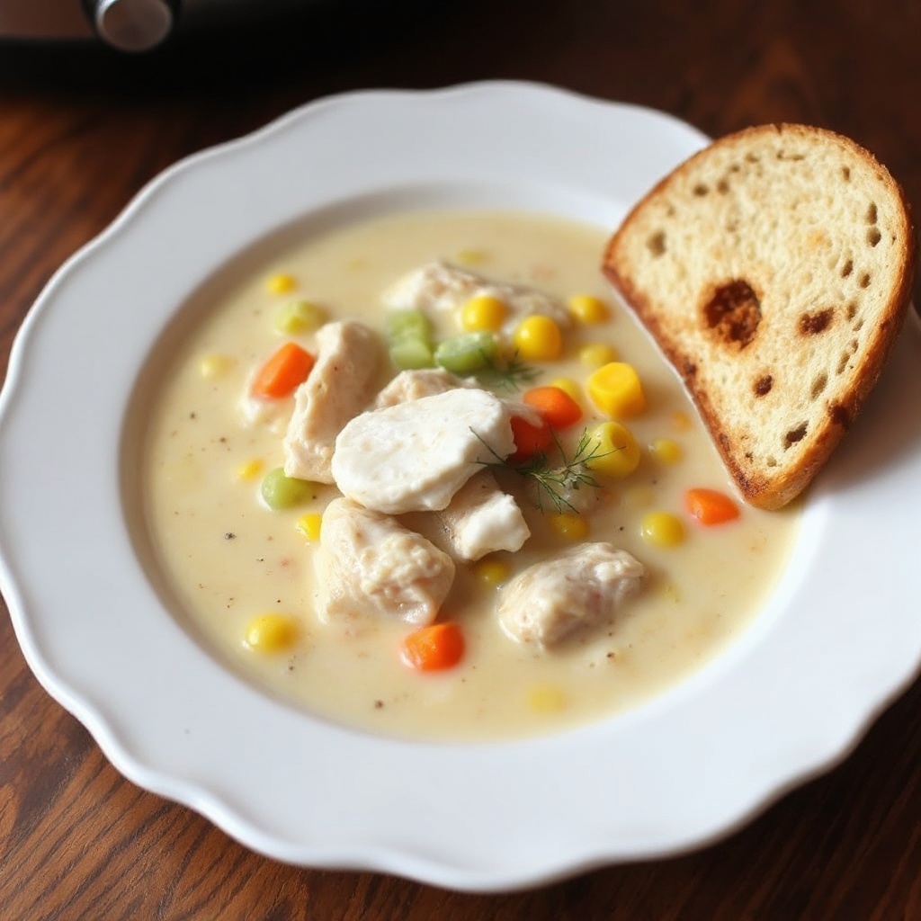 Langsame Kochcreme-Hühnchen- und Maissuppe