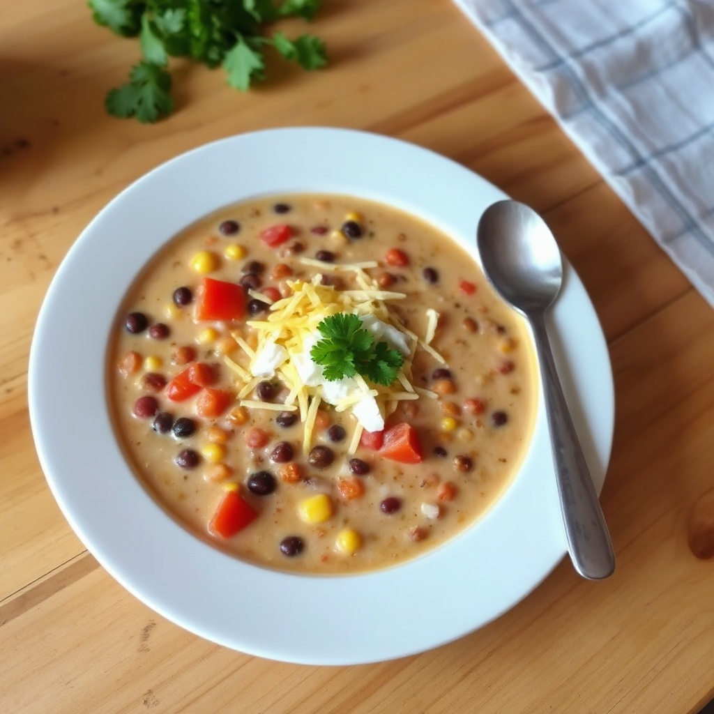 Vegetarische cremige Bohnensuppe