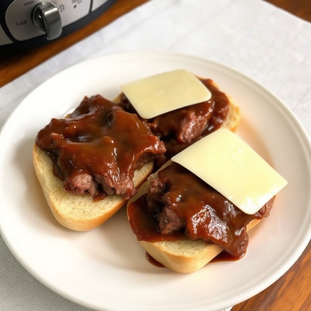 Langsame Koch französische Dip-Sandwiches mit Au Jus