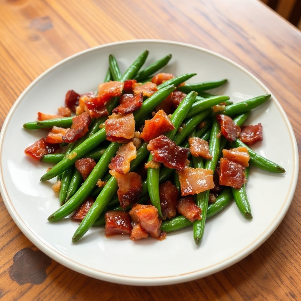 Savory Green Beans with Crispy Bacon and Tangy Glaze