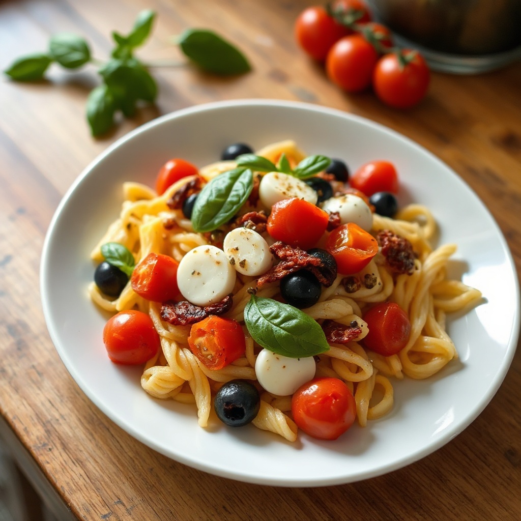 Insalata di Pasta Mediterranea con Salsa di Pomodori Secchi