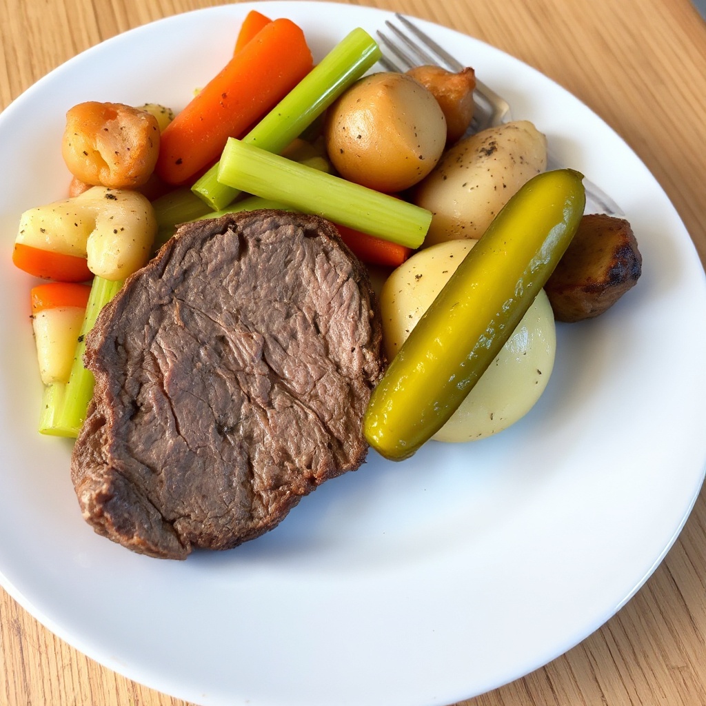 Säuerlicher Dillbraten mit Gemüse