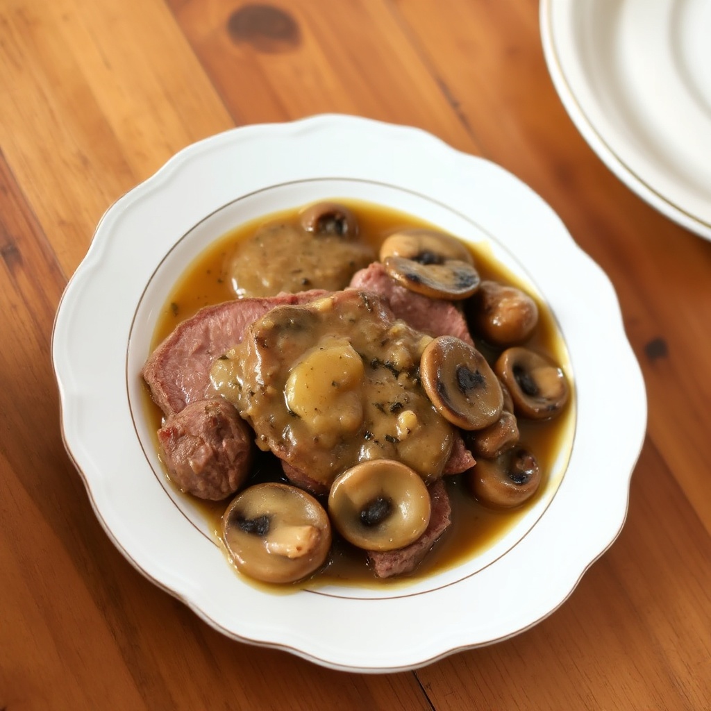 Knoblauch-infused Filetsteak mit Pilzsauce