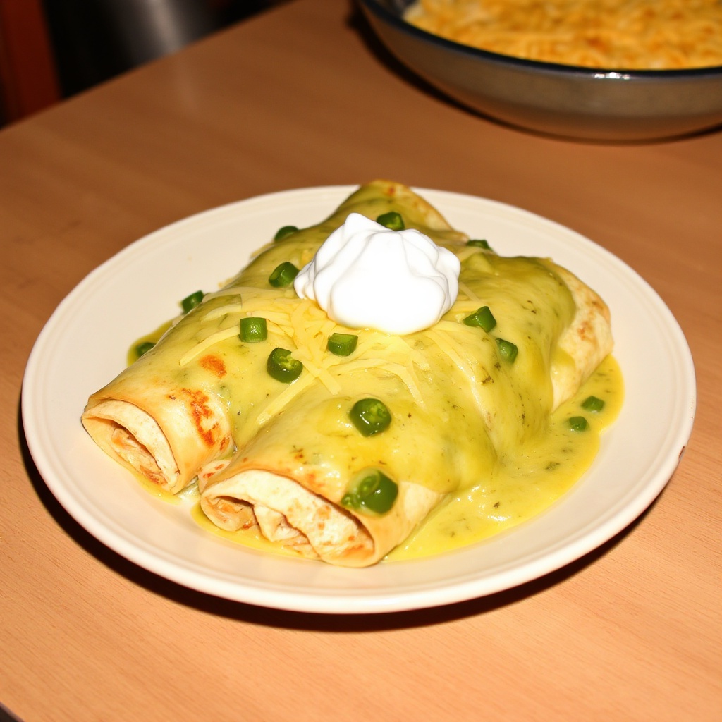 Cremige grüne Chili-Hühnchen-Enchiladas