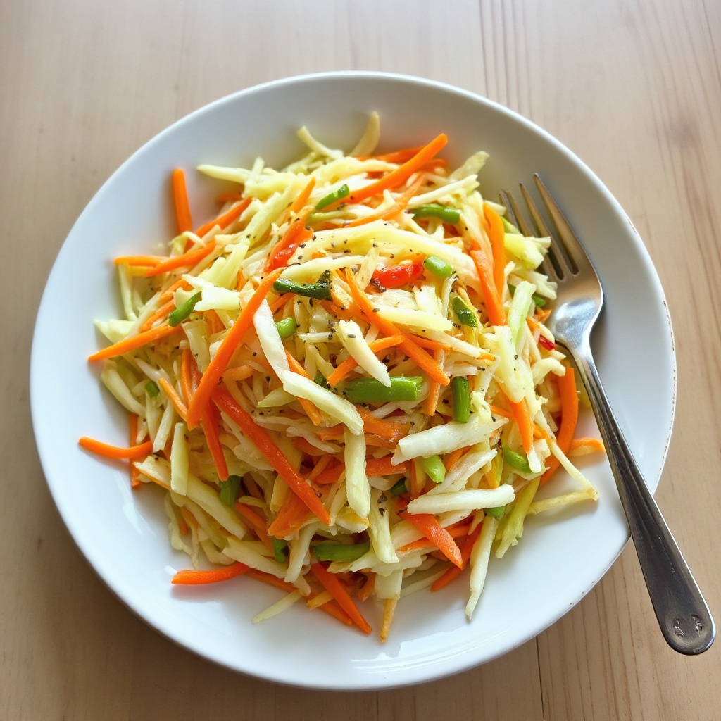 Insalata Croccante in Stile Asiatico con Salsa di Semi di Papavero