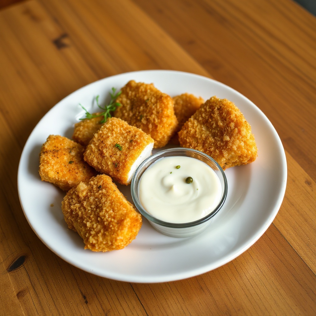 Knusprige Cajun-Fischbissen mit würzigem Zitronendip