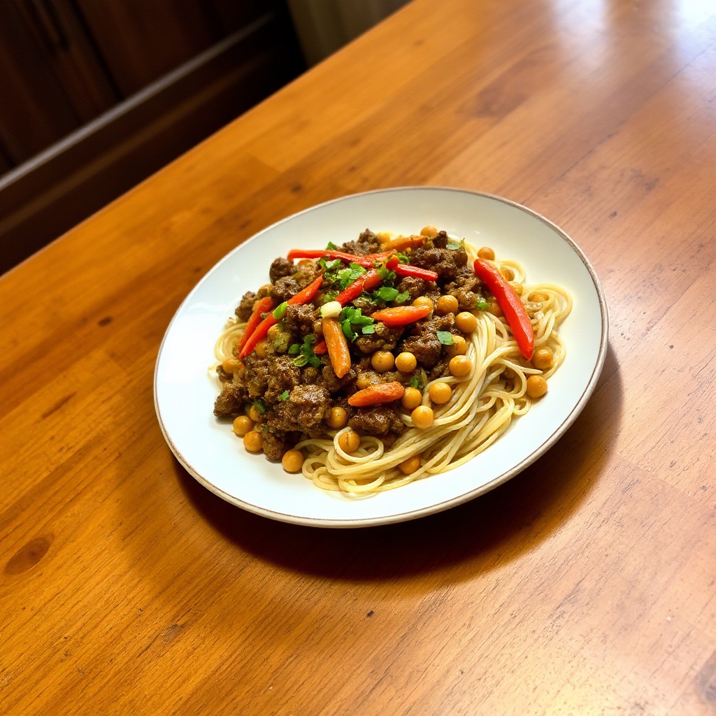Spicy Beef and Chickpea Stir-Fry Noodles