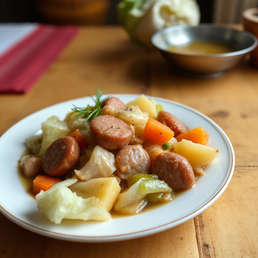 Herzhafter Kohl- und Wurst-Eintopf