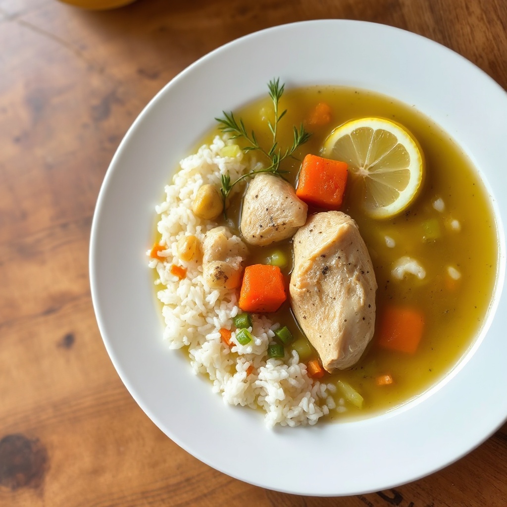 Griechische Zitronen-Hühnchensuppe mit Reis
