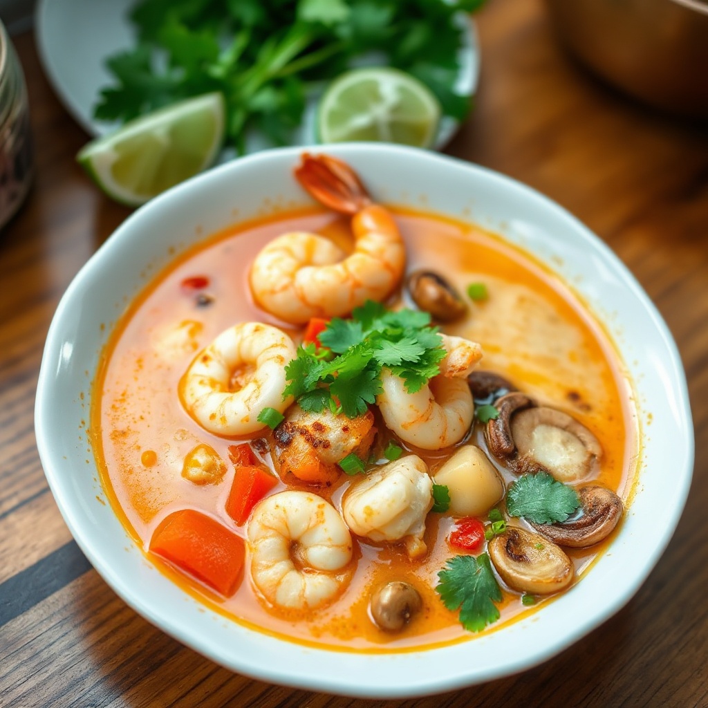 Scharfe thailändische Kokosnuss-Garnelensuppe