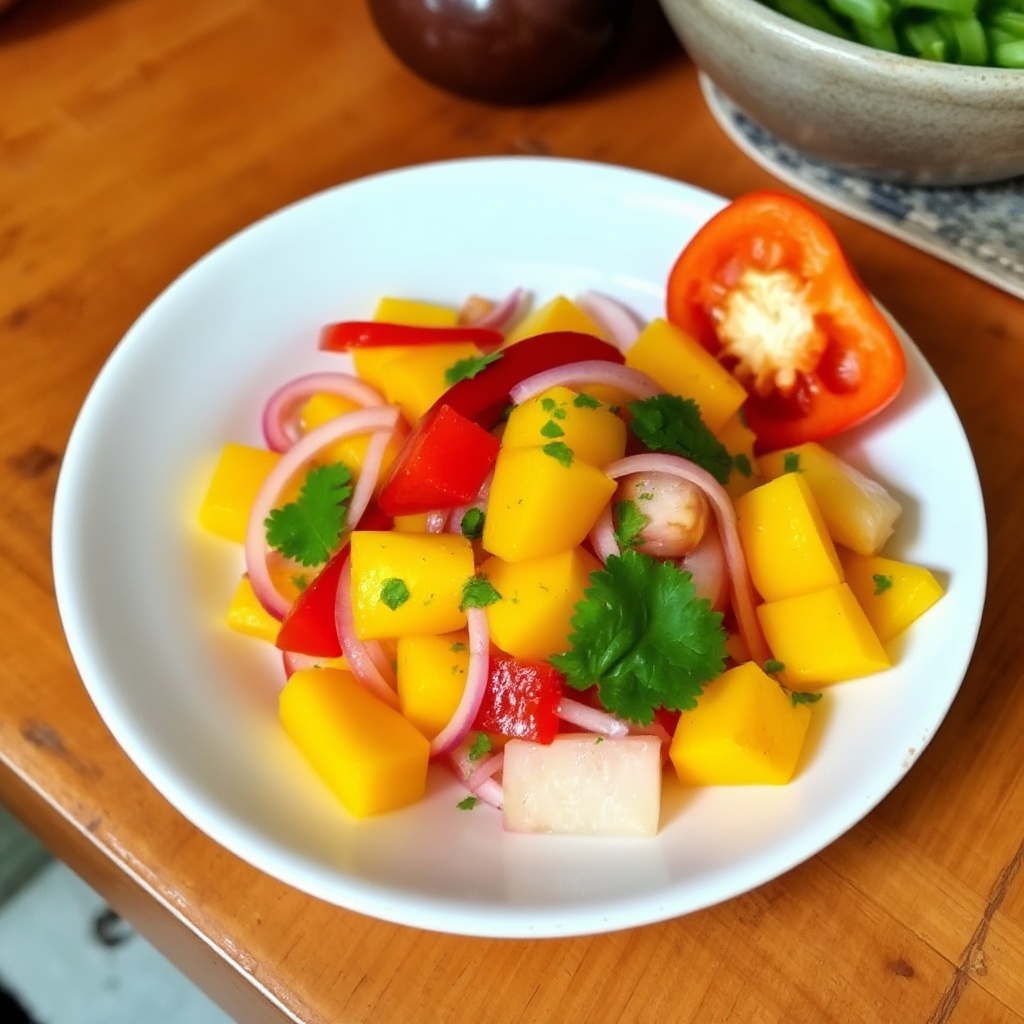 Tropischer Mango- und Paprika-Salat