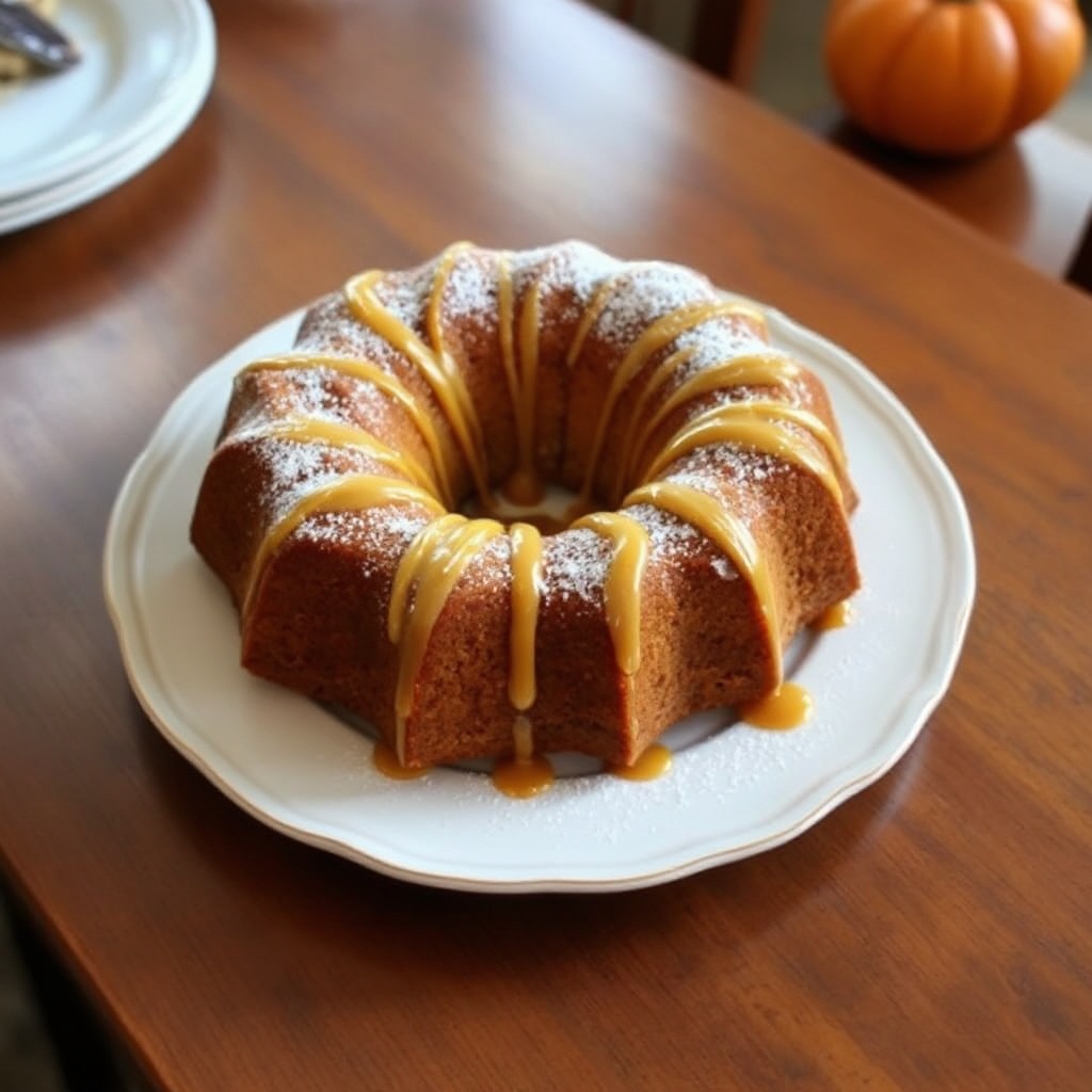 Spiced Pumpkin Bundt Cake with Butterscotch Drizzle