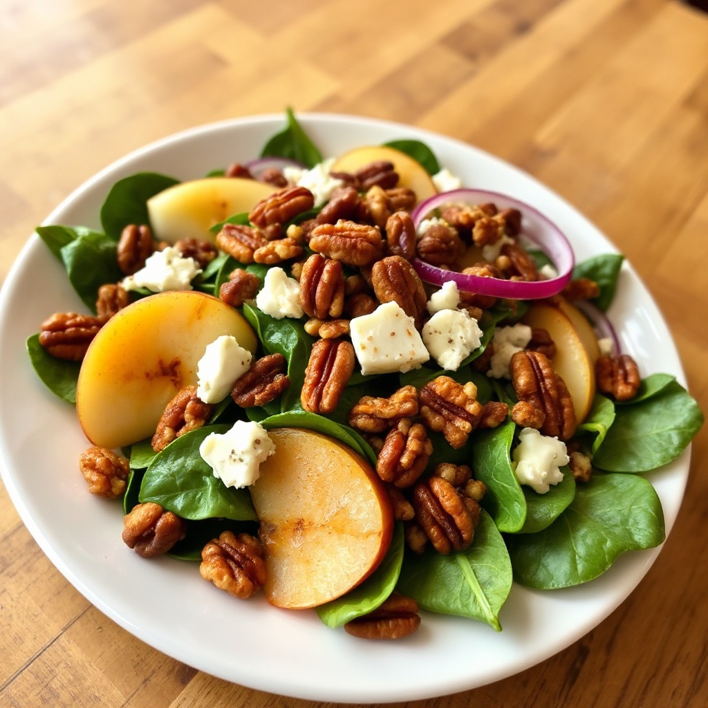 Spinat-Salat mit kandierten Nüssen und Früchten