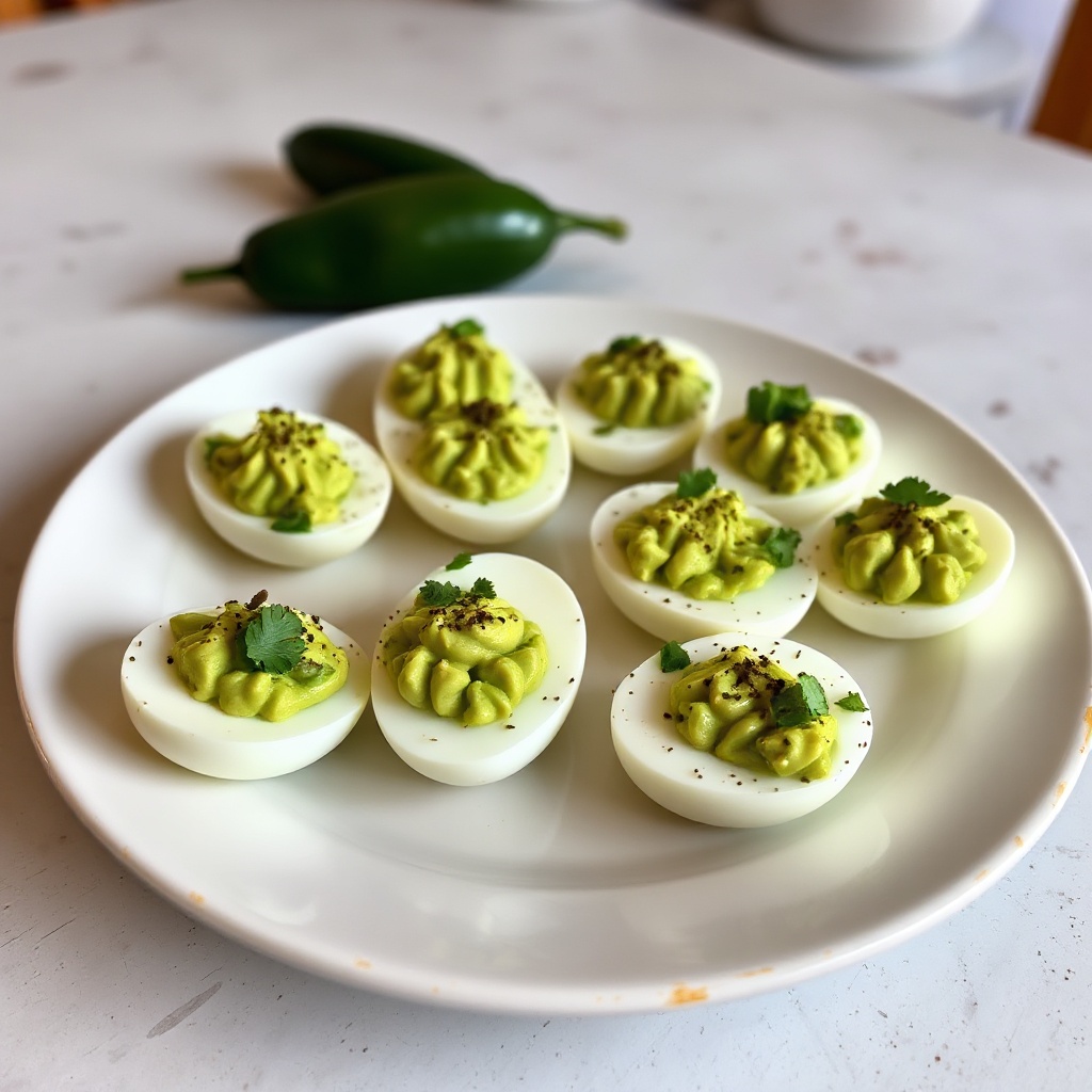 Avocado-gefüllte Eier mit einem würzigen Twist
