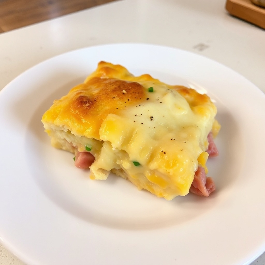 Herzhafter Schinken-Käse-Frühstücksauflauf