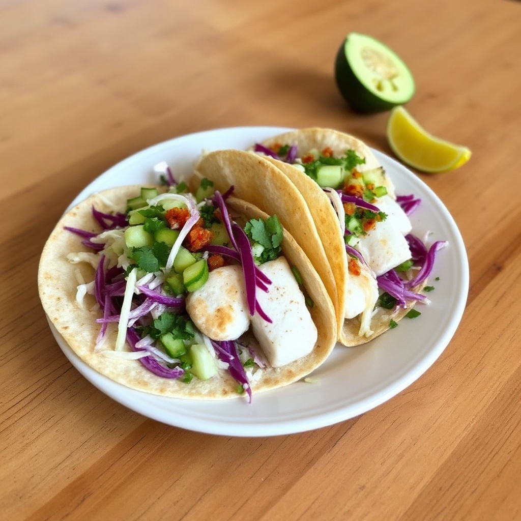 Würzige Heilbutt-Tacos mit frischem Slaw