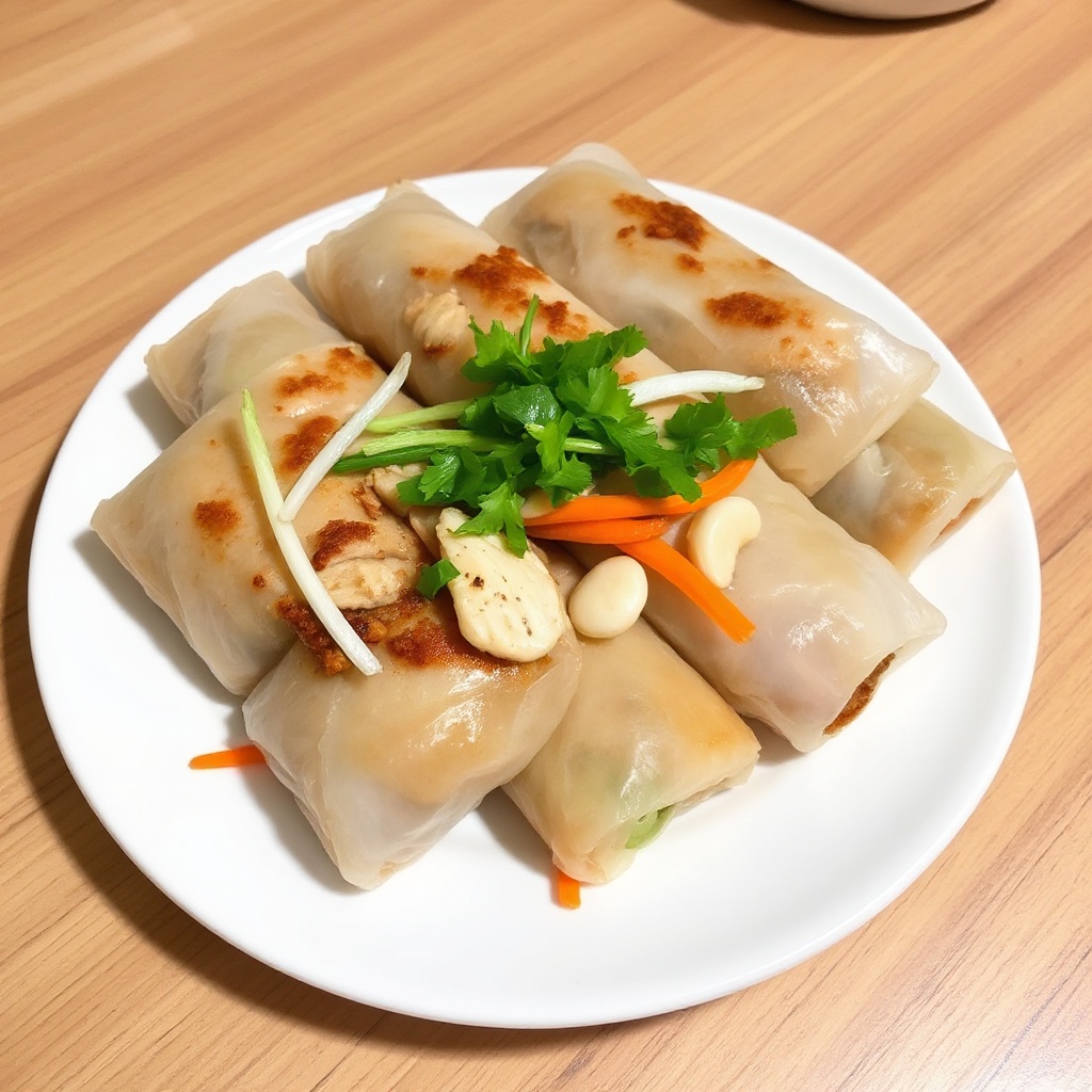 Knusprige Hähnchen- und Gemüse-Frühlingsrollen