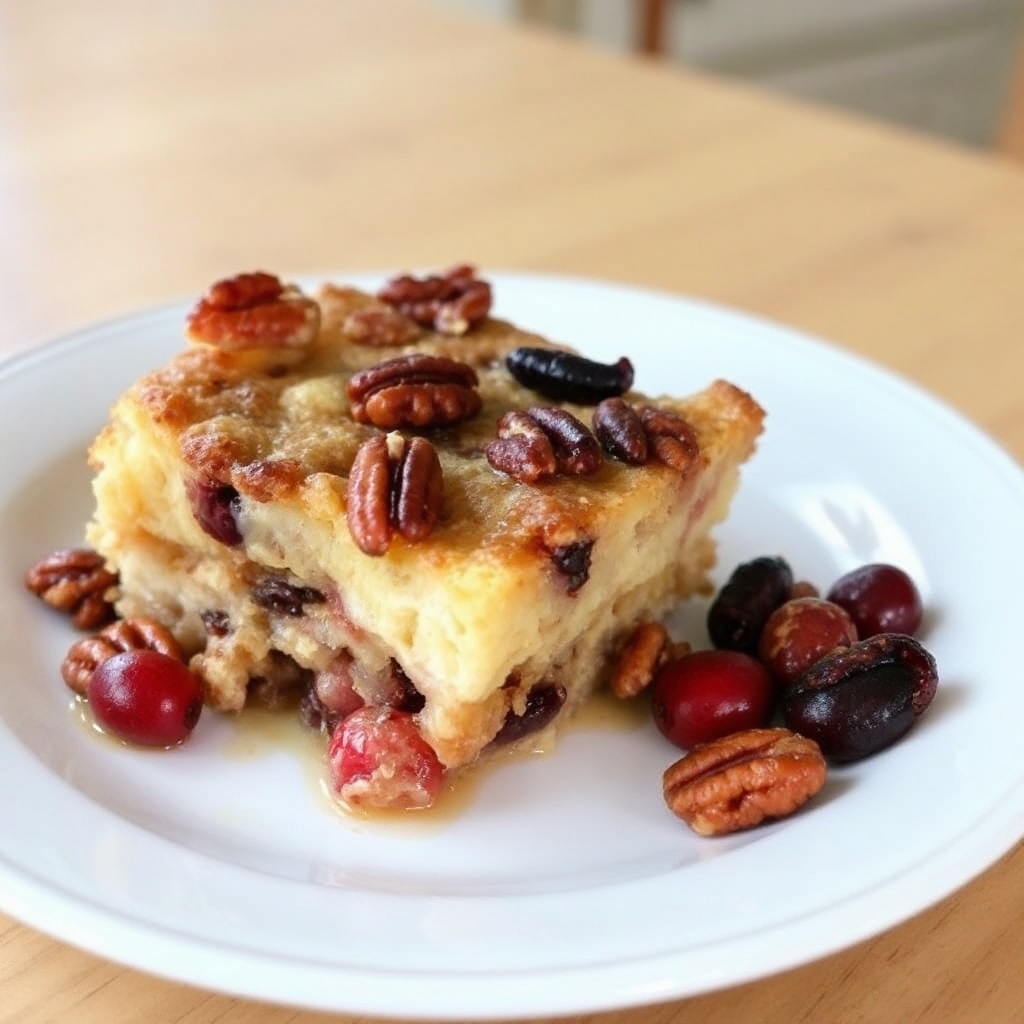 Rustikale Cranberry-Pekannuss-Brotpudding