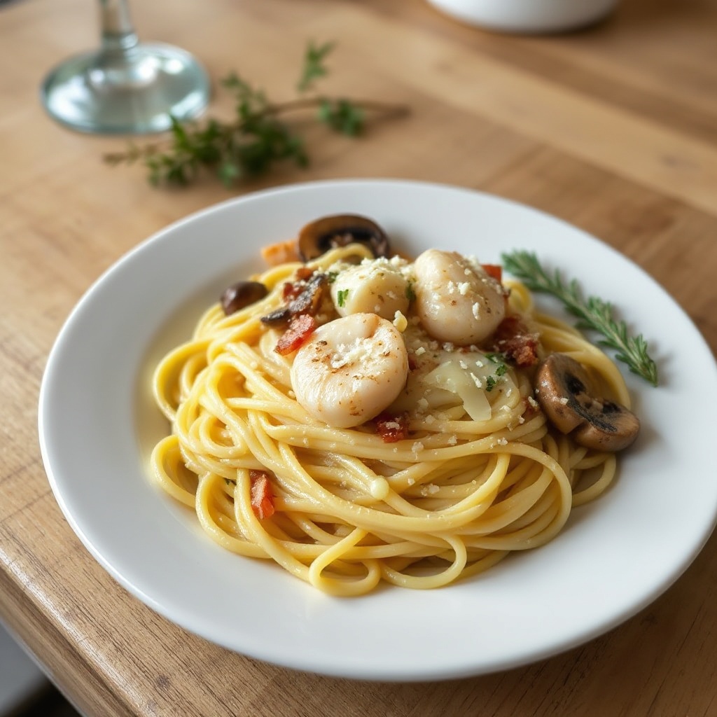 Creamy Scallop and Bacon Pasta