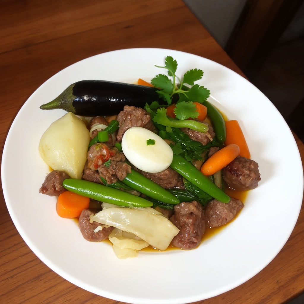 Haitianisches Gemüse- und Rindfleisch-Eintopf
