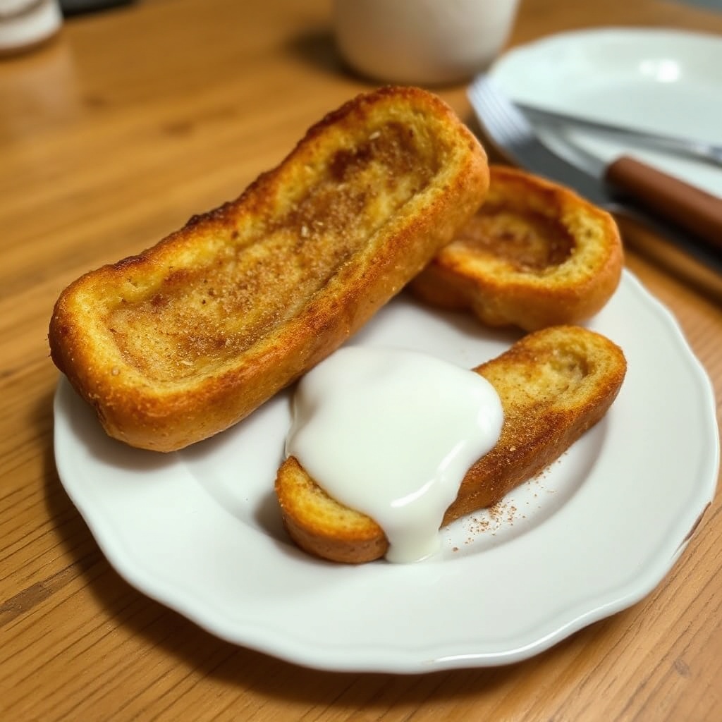 Goldene Zimt-Französische Toast-Sticks
