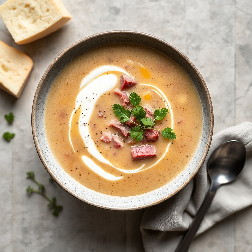 Käse-Lauch-Suppe mit Hackfleisch