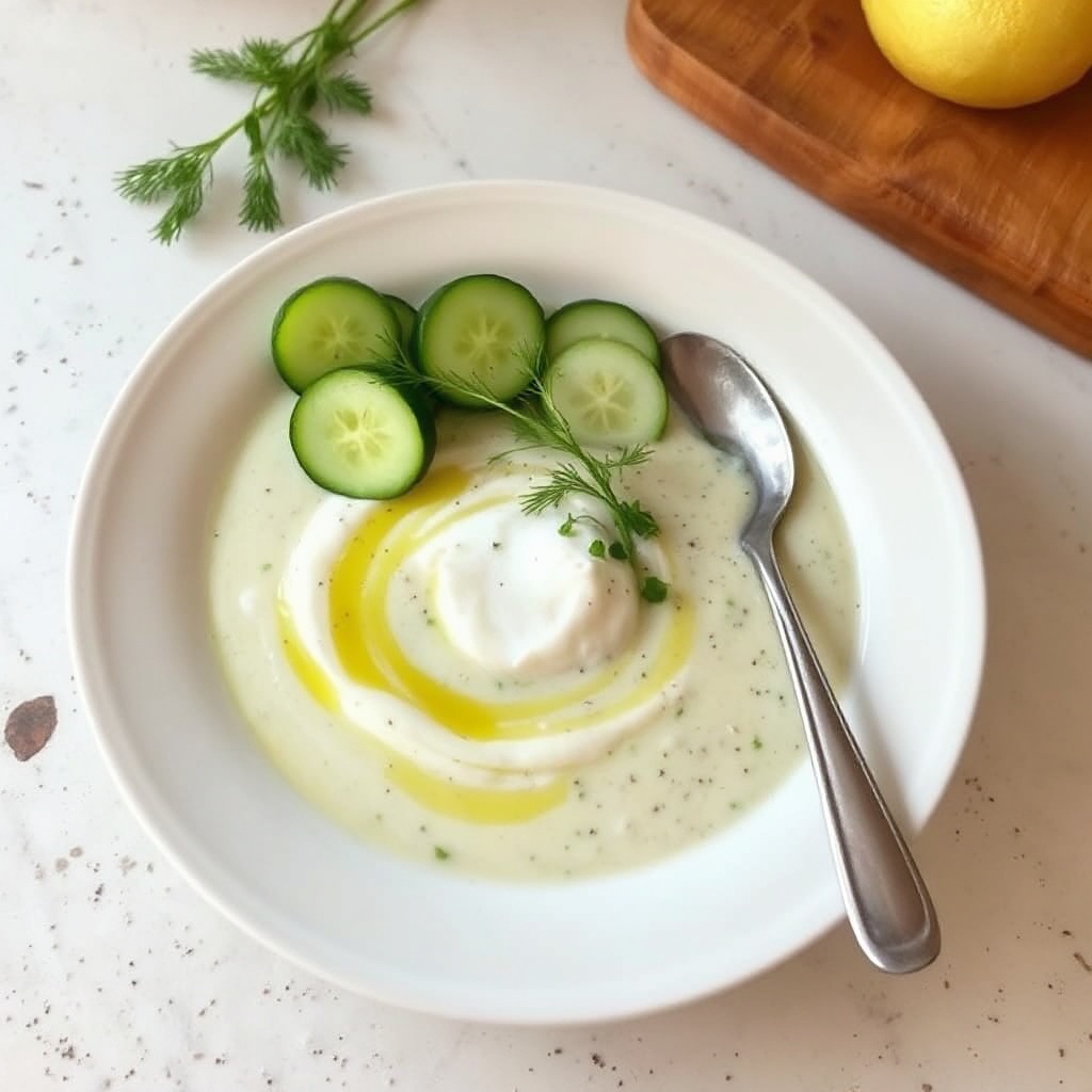 Gekühlte cremige Gurken-Limetten-Suppe