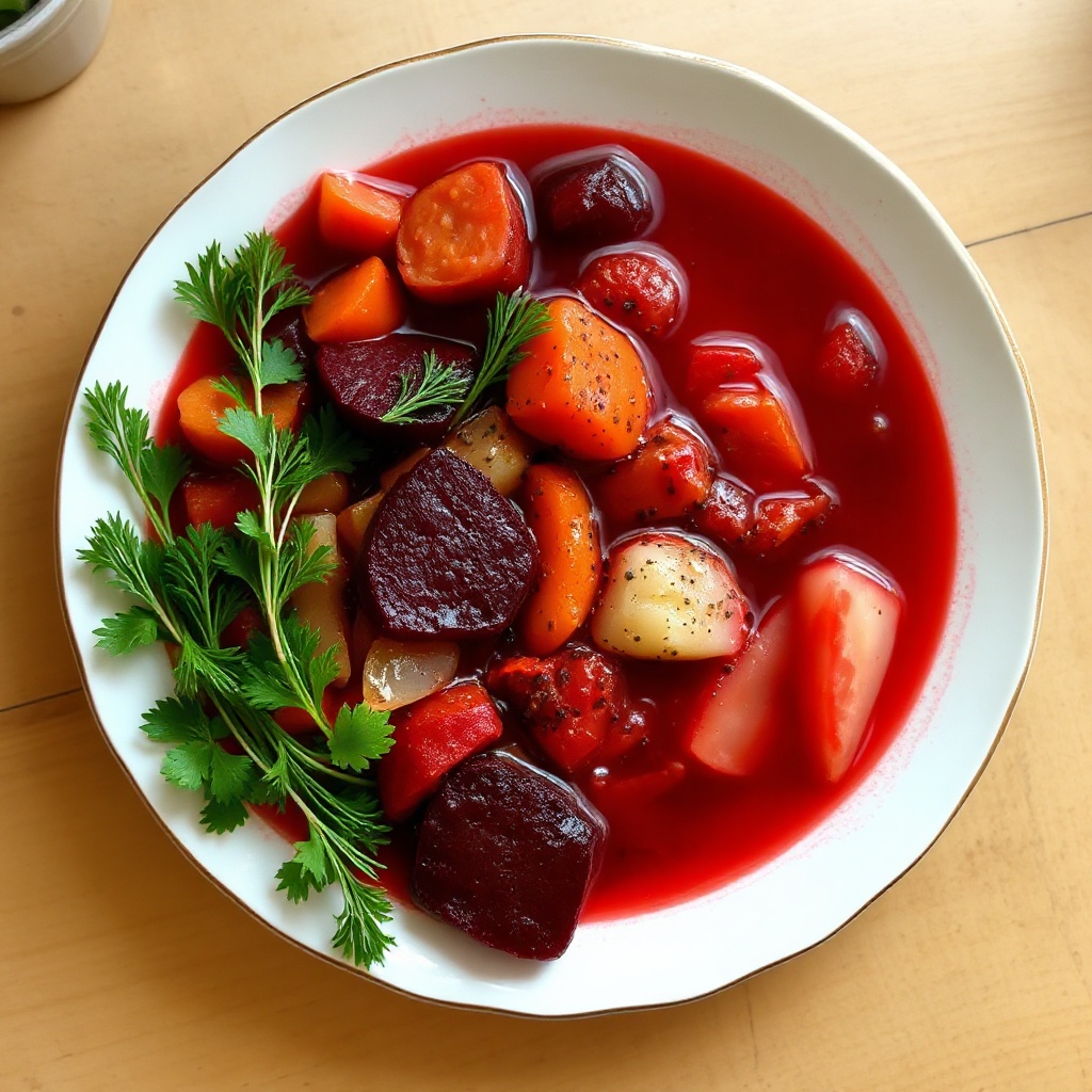 Hearty Vegetable Borscht with a Twist